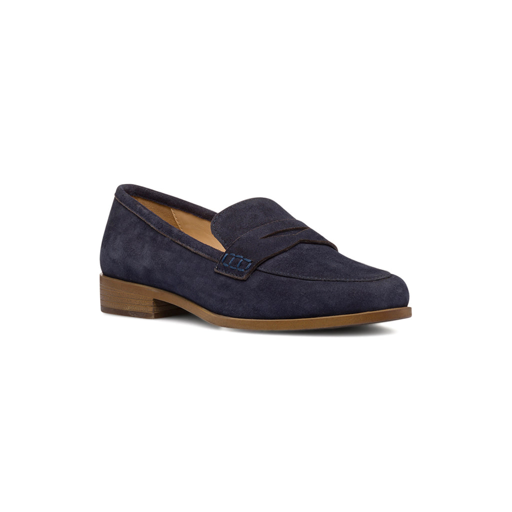 Mocassini blu navy in pelle scamosciata da donna P Essentials