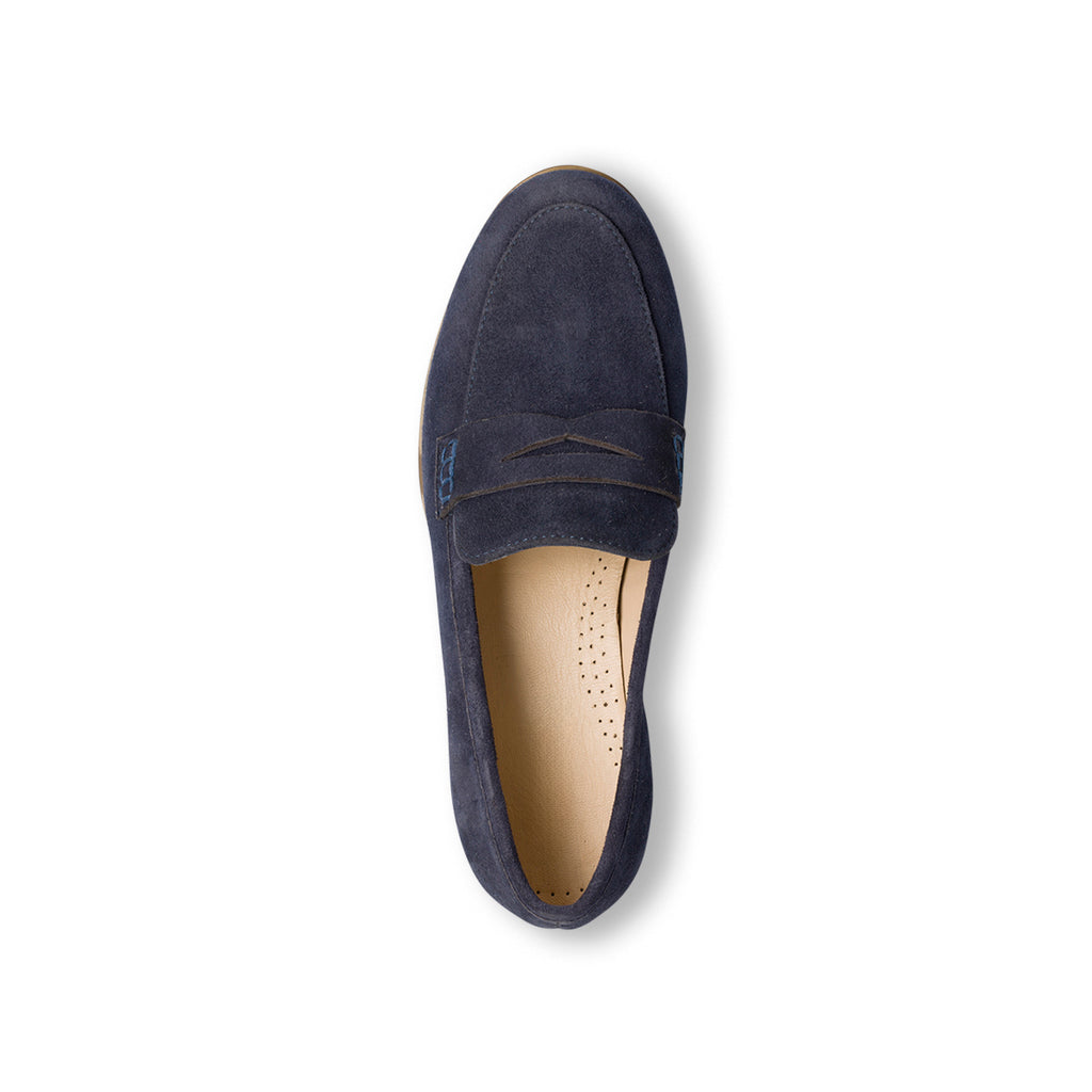 Mocassini blu navy in pelle scamosciata da donna P Essentials