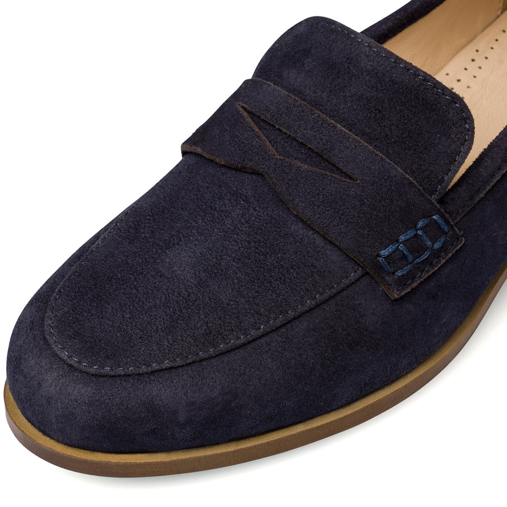 Mocassini blu navy in pelle scamosciata da donna P Essentials