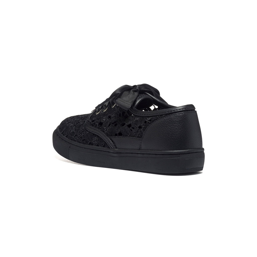 Sneakers nere in tessuto e similpelle con lacci in raso Lora Ferres