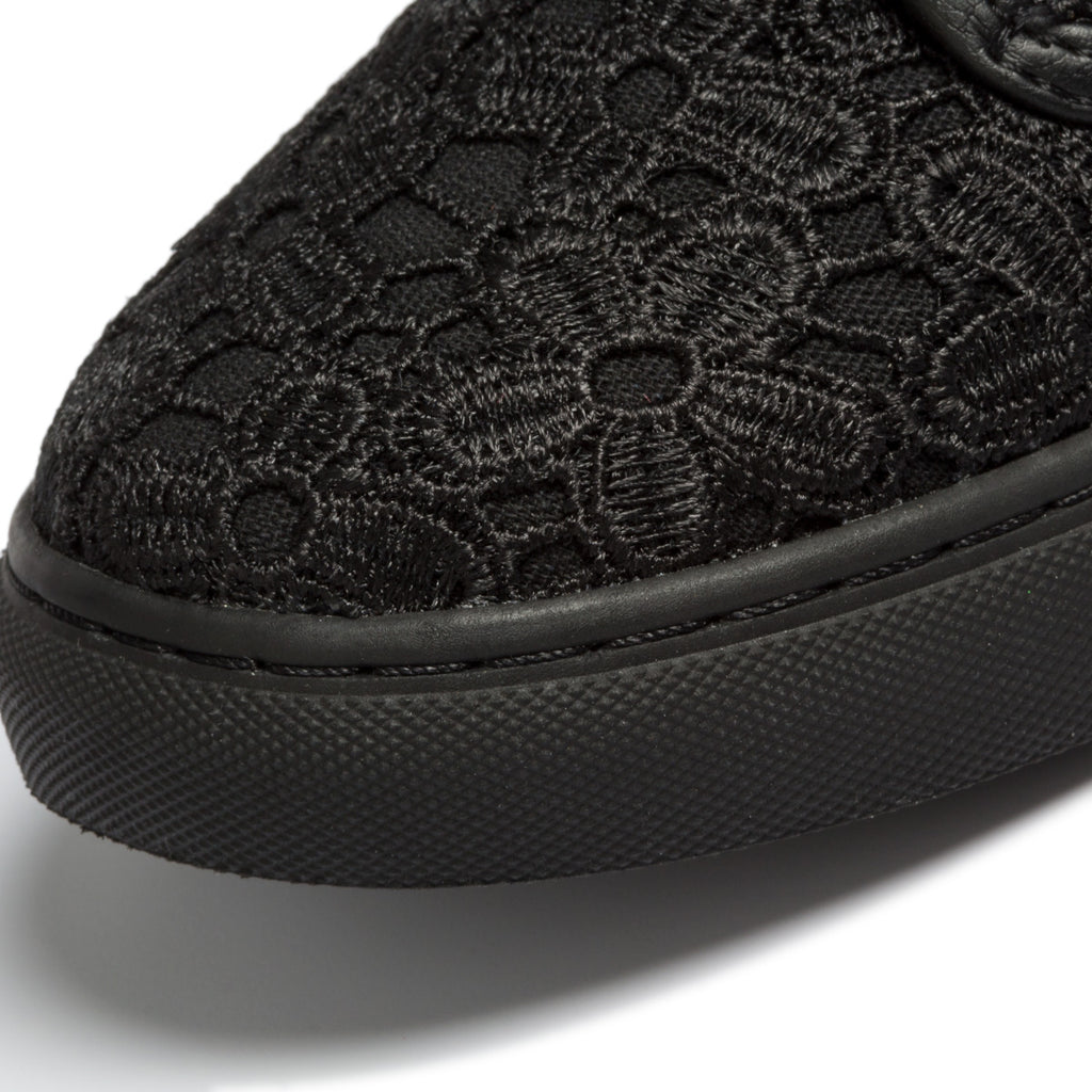 Sneakers nere in tessuto e similpelle con lacci in raso Lora Ferres