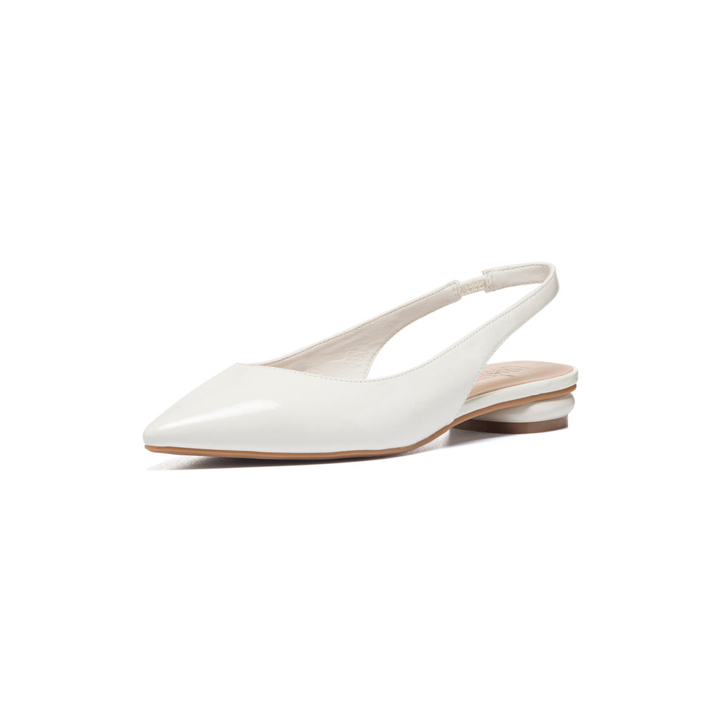 Ballerine slingback bianche effetto vernice Lora Ferres