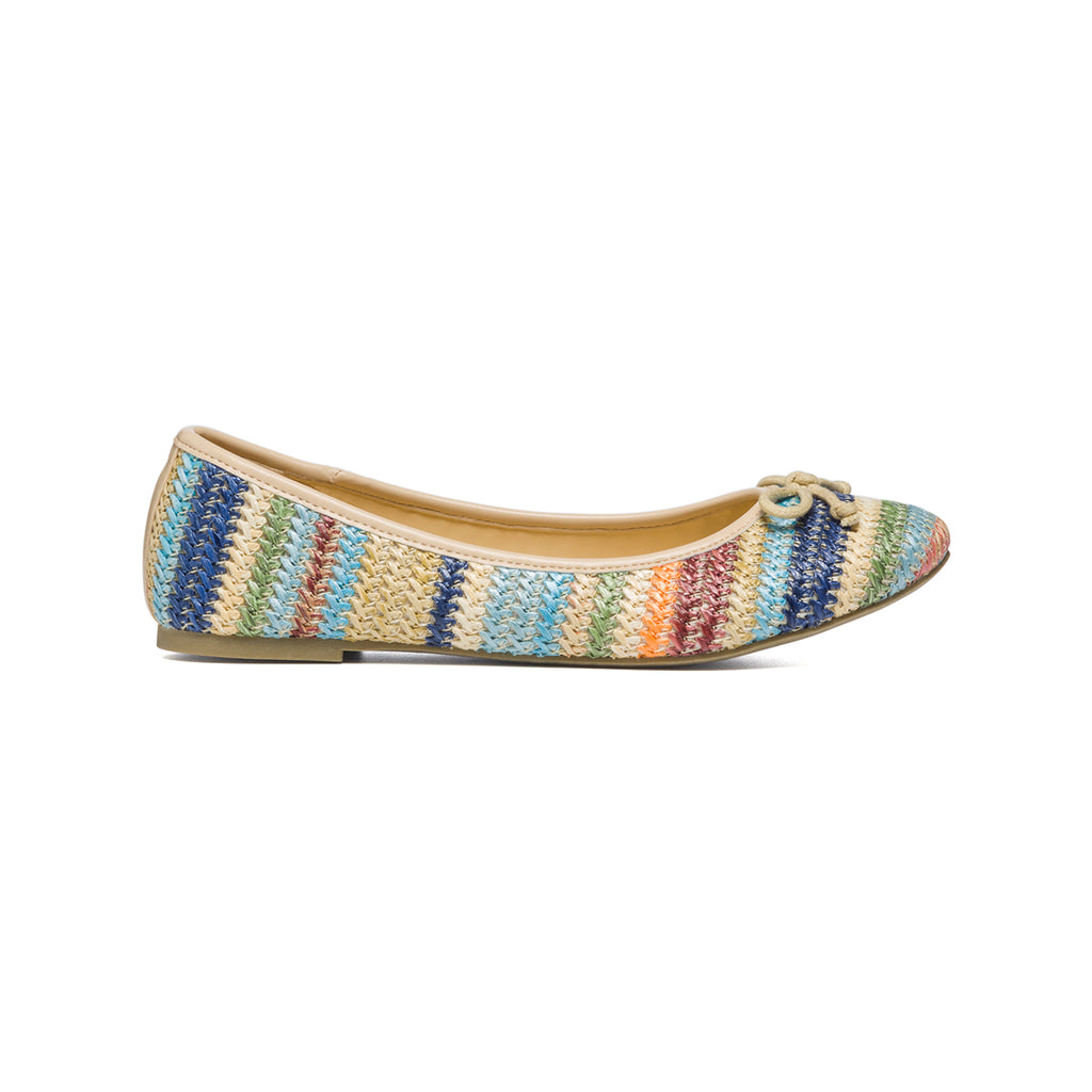 Ballerine beige con intrecci multicolore e fiocchetto Swish Jeans
