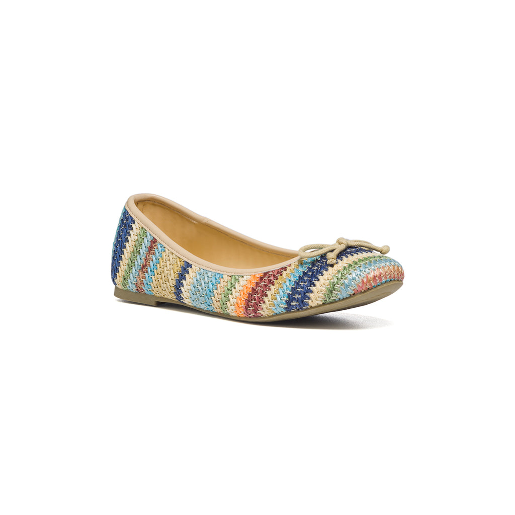 Ballerine beige con intrecci multicolore e fiocchetto Swish Jeans