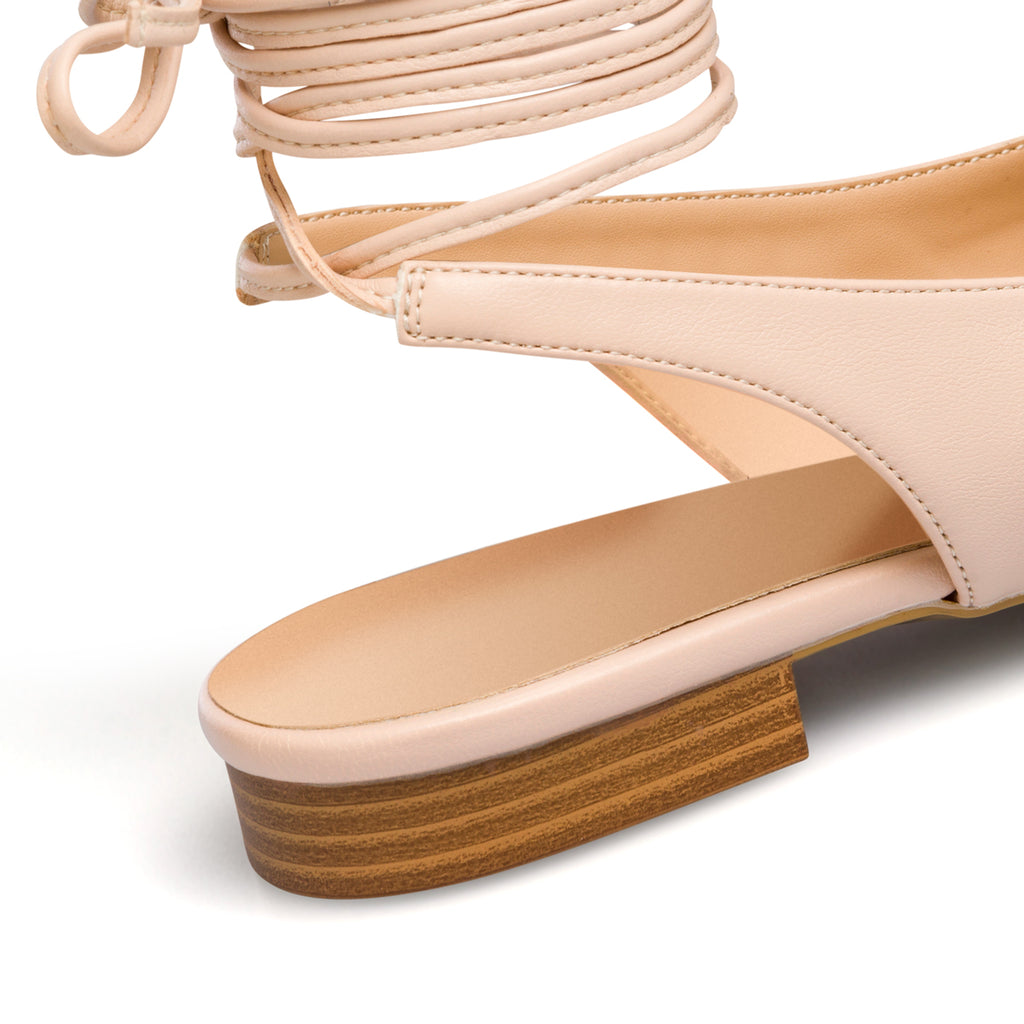 Ballerine slingback alla schiava color nude con laccetti alla caviglia Lora Ferres