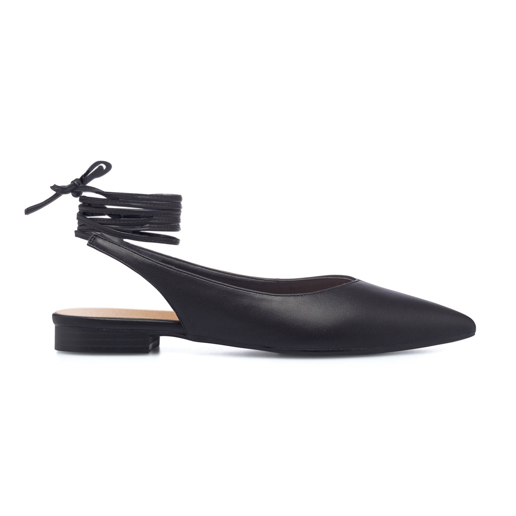 Ballerine slingback alla schiava nere con laccetti alla caviglia Lora Ferres