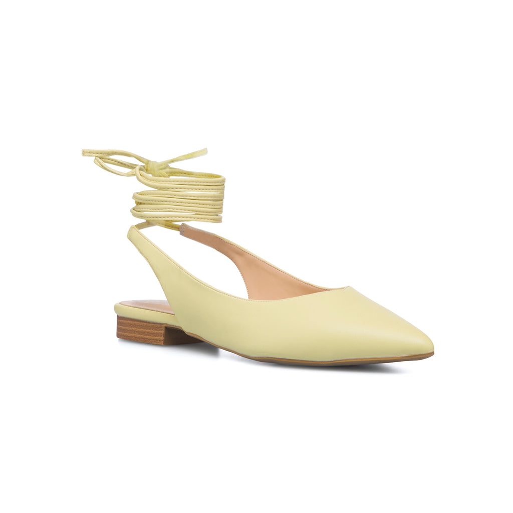 Ballerine slingback alla schiava gialle con laccetti alla caviglia Lora Ferres