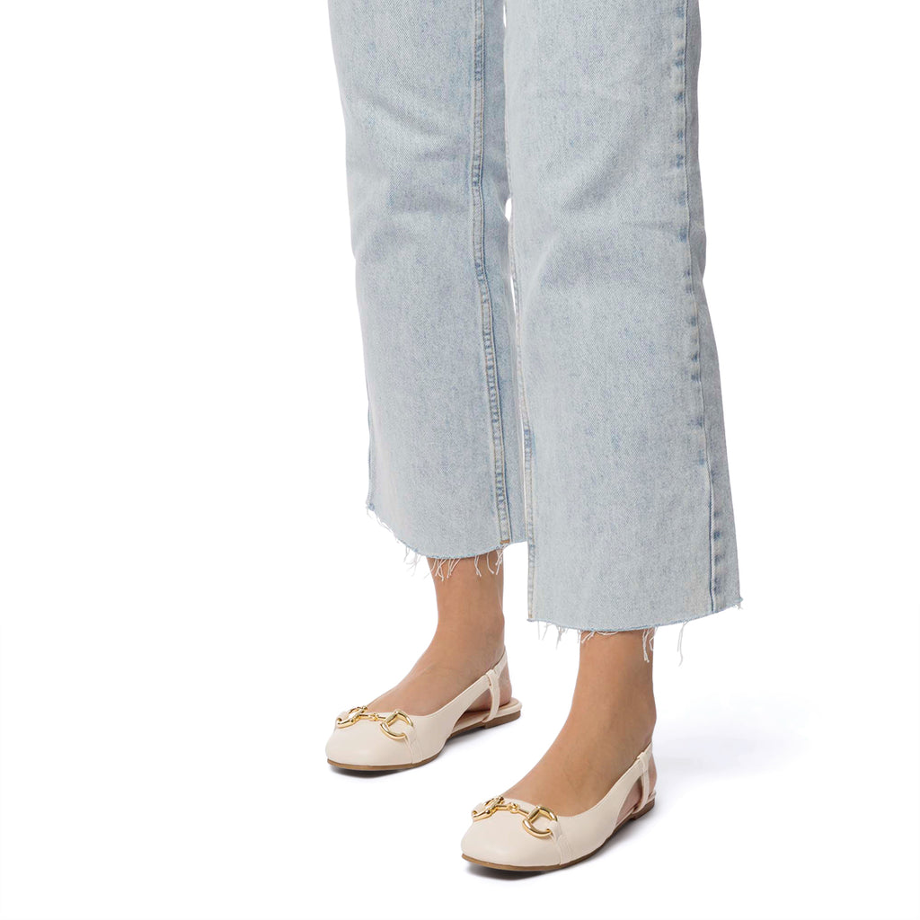 Ballerine slingback beige con morsetto Lora Ferres