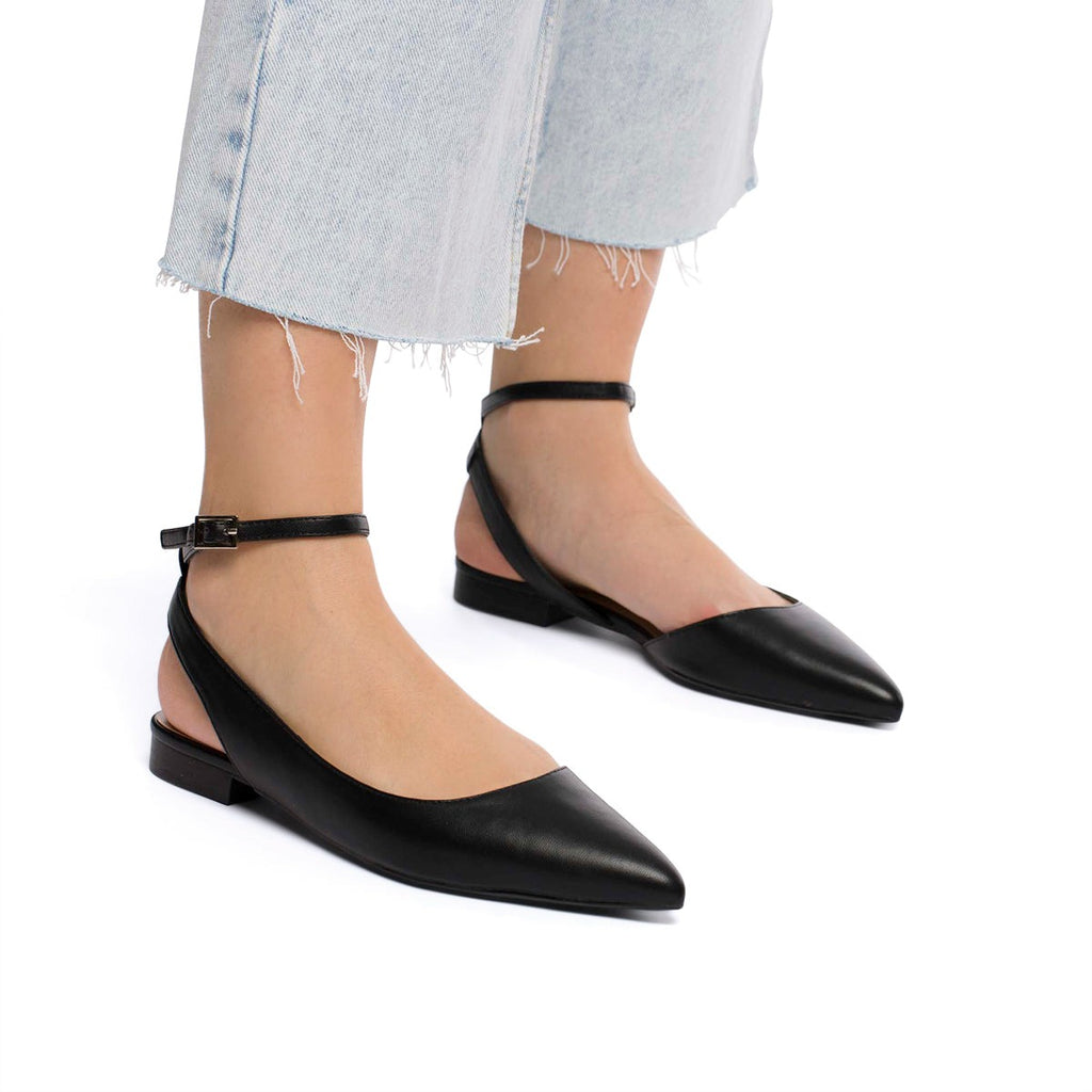 Ballerine slingback nere con cinturino alla caviglia Lora Ferres