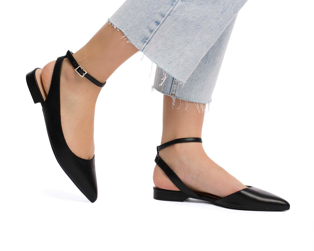 Ballerine slingback nere con cinturino alla caviglia Lora Ferres