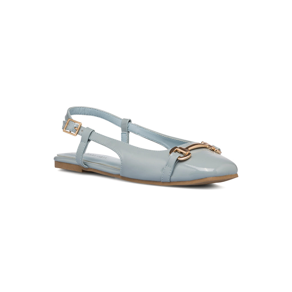 Ballerine slingback azzurre effetto vernice da donna Lora Ferres