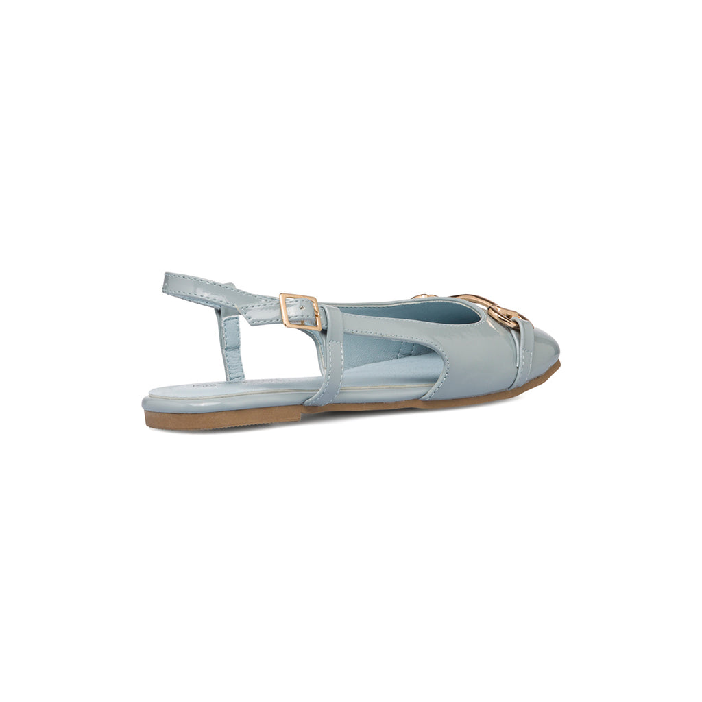 Ballerine slingback azzurre effetto vernice da donna Lora Ferres
