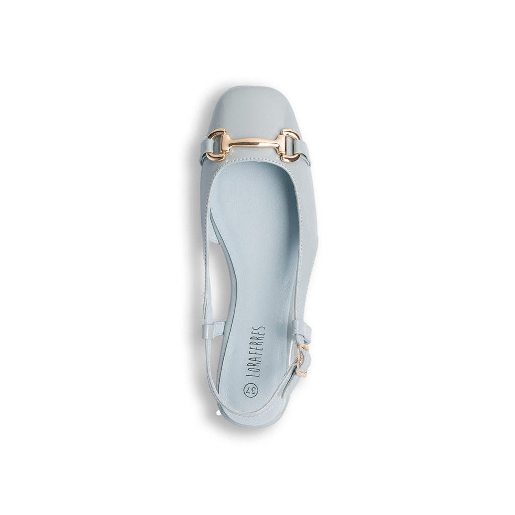 Ballerine slingback azzurre effetto vernice da donna Lora Ferres