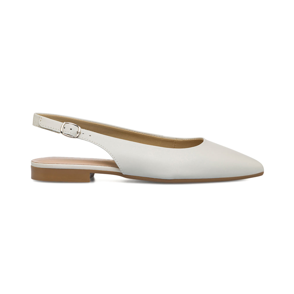 Ballerine slingback bianche off-white in pelle da donna Primopiano