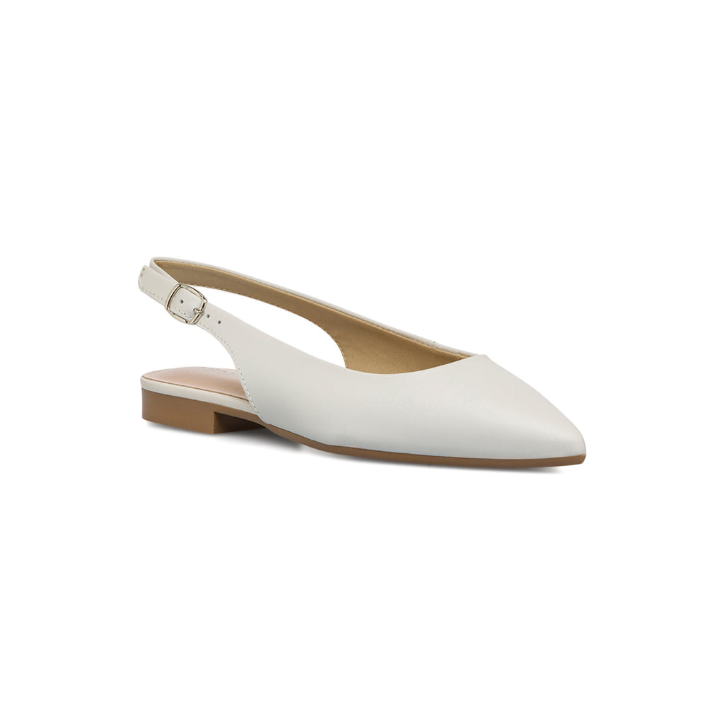 Ballerine slingback bianche off-white in pelle da donna Primopiano