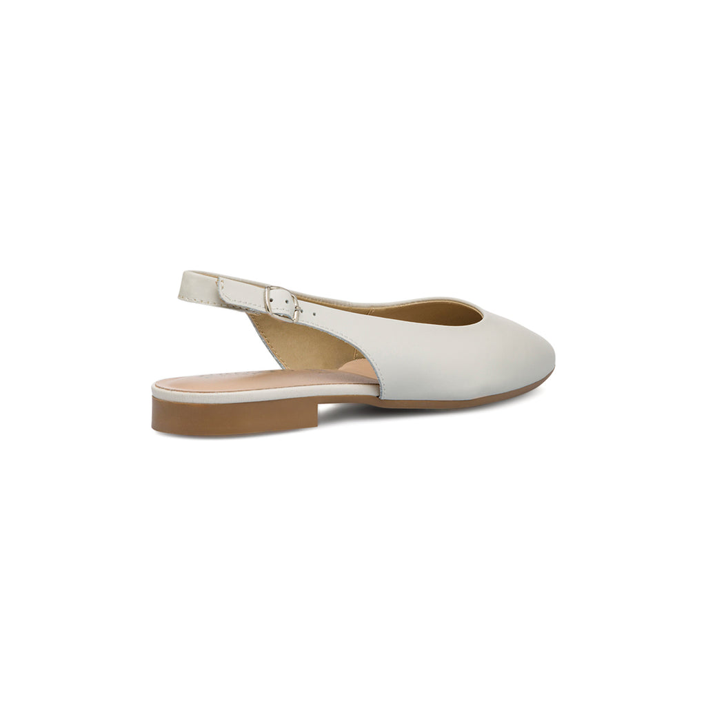 Ballerine slingback bianche off-white in pelle da donna Primopiano