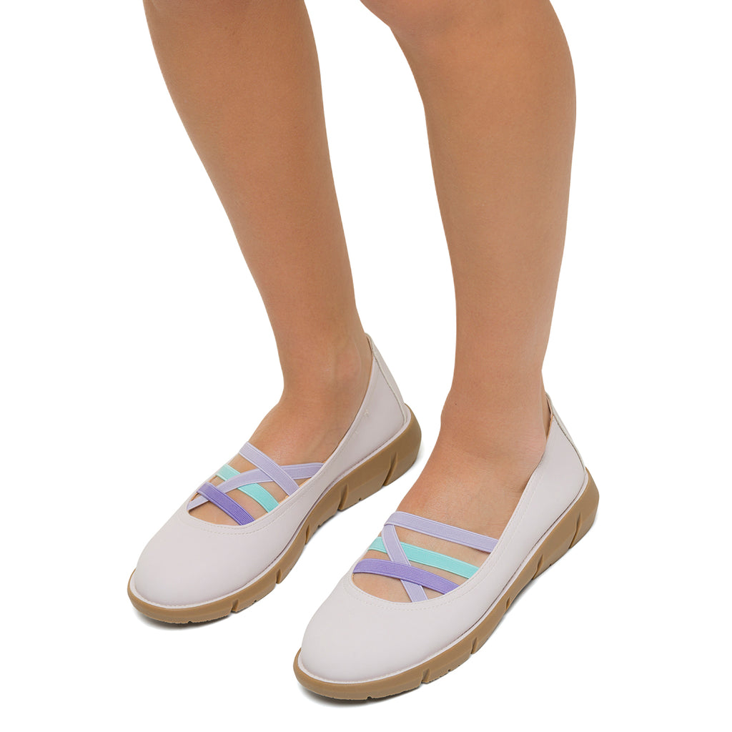 Ballerine bianche da donna in nubuck P Eco Friendly