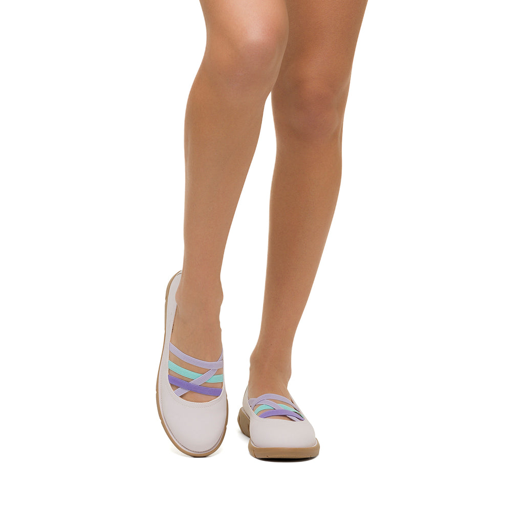 Ballerine bianche da donna in nubuck P Eco Friendly