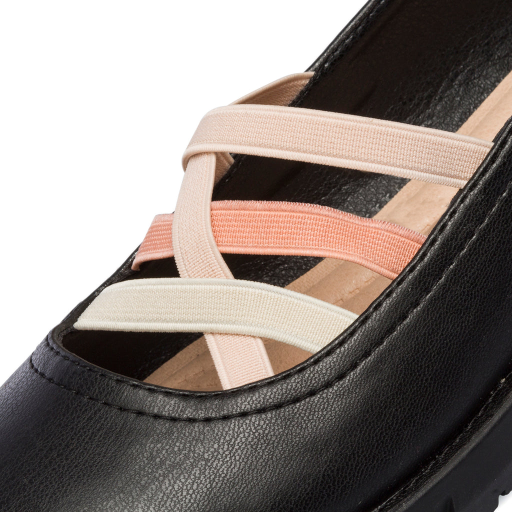 Ballerine nere da donna con fascette colorate P Eco Friendly