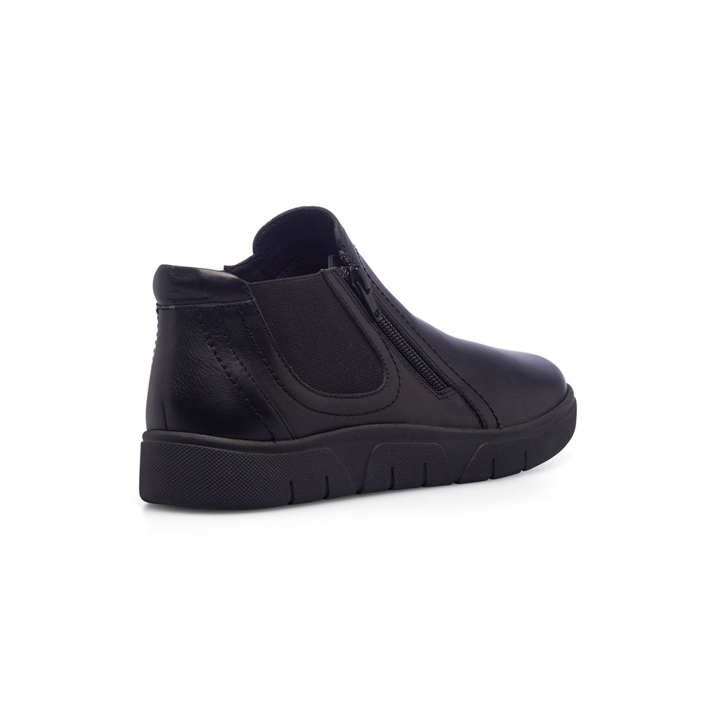 Scarpe comfort nere in pelle da donna con inserti elastici Formawell