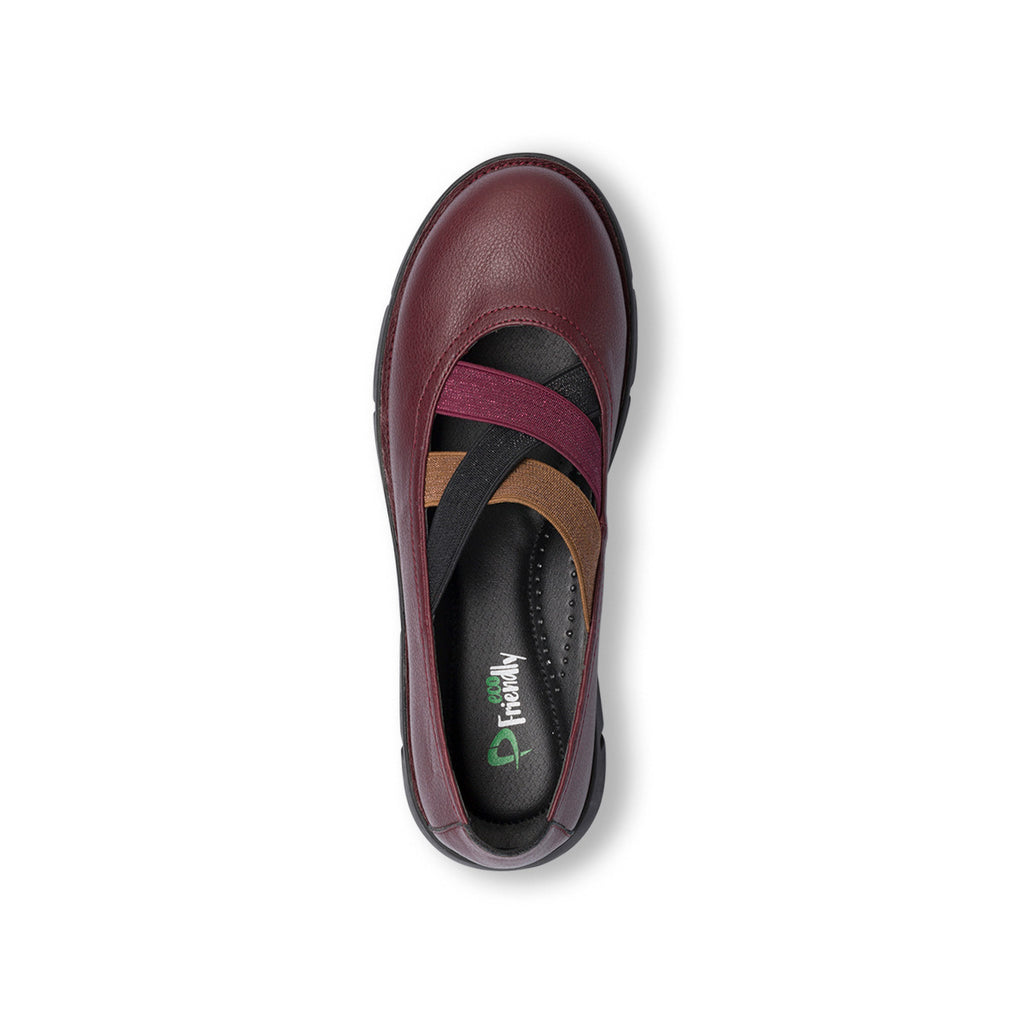 Ballerine bordeaux da donna con cinturini elastici P Eco Friendly