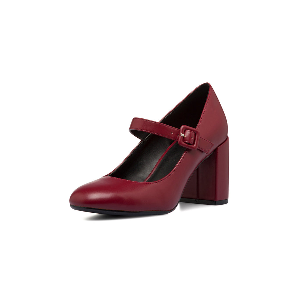 Décolleté Mary Jane bordeaux con cinturino e tacco a blocco 8 cm Lora Ferres