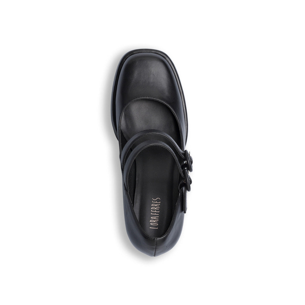 Décolleté Mary Jane nere con plateau e doppio cinturino Lora Ferres