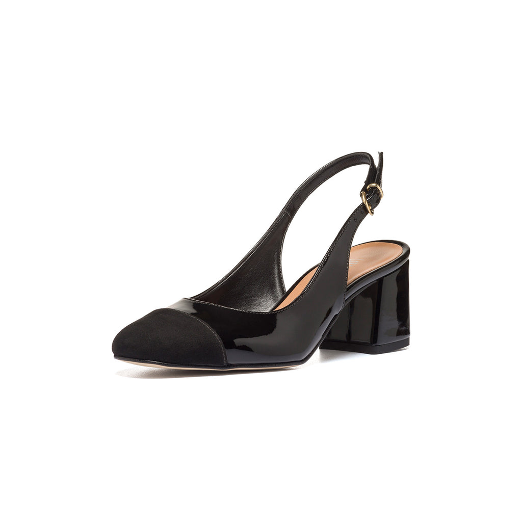 Décolleté slingback nere effetto vernice Lora Ferres