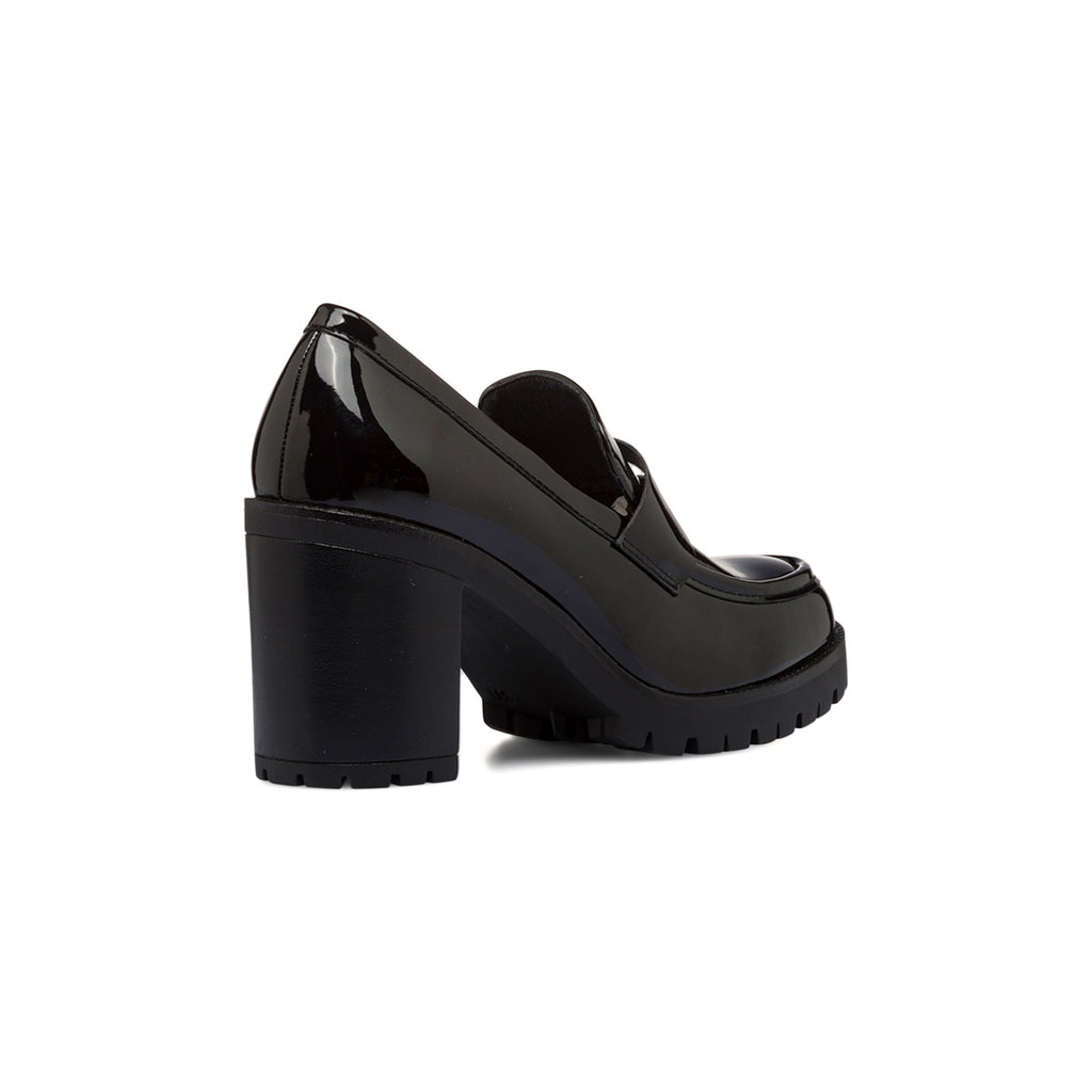 Mocassini neri in vernice da donna con tacco a blocco 8,5 cm Lora Ferres