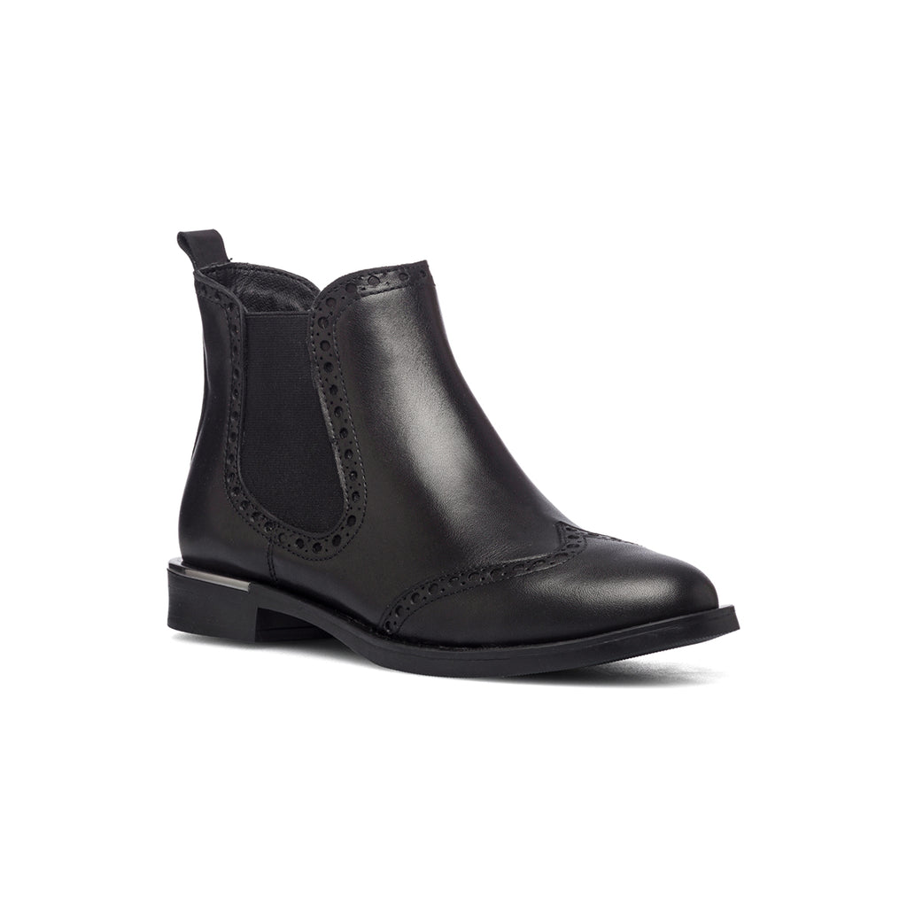 Stivaletti neri in pelle con inserti elastici P Essentials