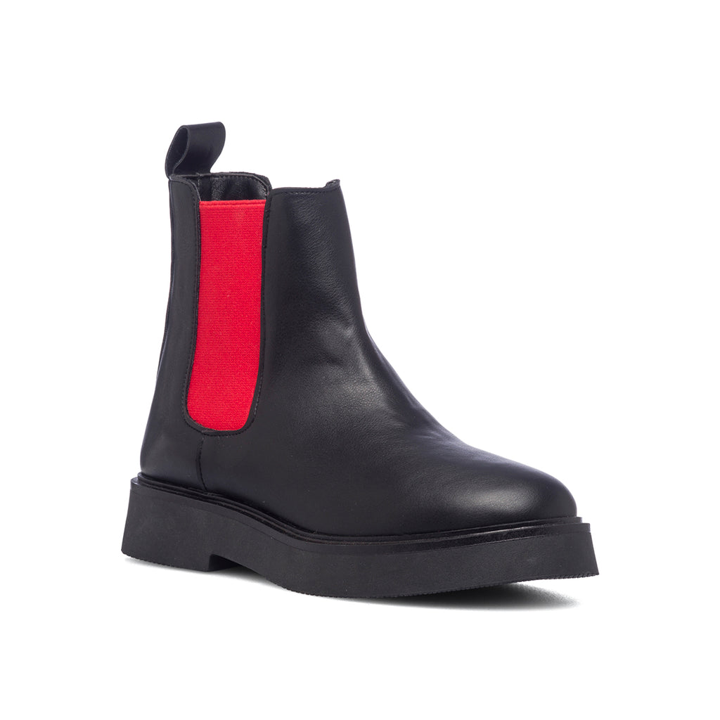 Stivaletti neri con elastici laterali rossi Swish Jeans