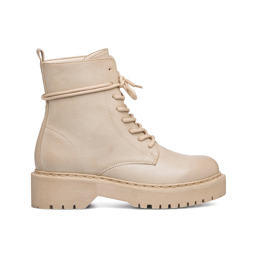 Anfibi beige con lacci tono su tono Lora Ferres