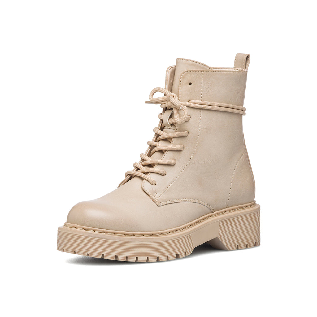 Anfibi beige con lacci tono su tono Lora Ferres