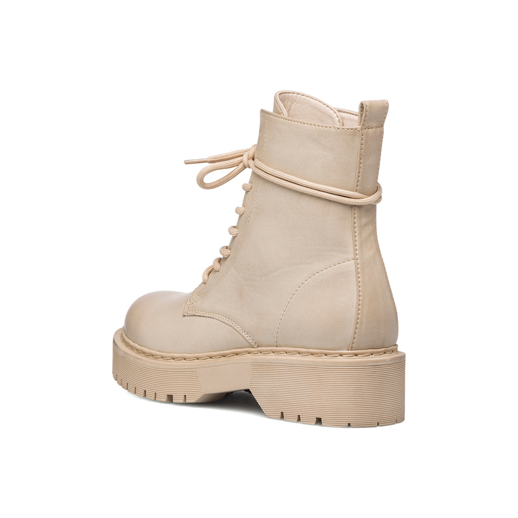 Anfibi beige con lacci tono su tono Lora Ferres