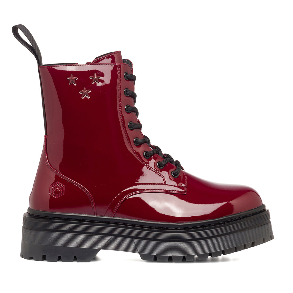 Anfibi bordeaux da donna effetto vernice Lumberjack Elyse