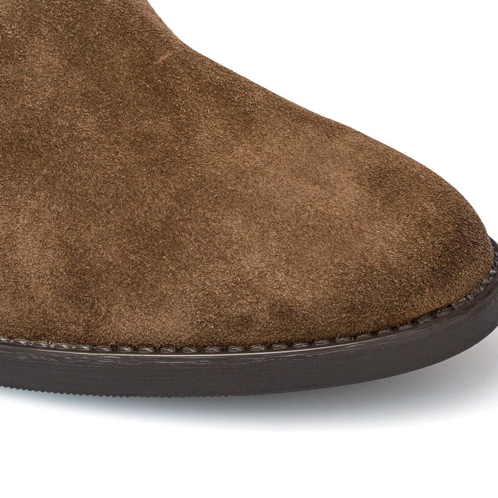 Stivaletti taupe in pelle scamosciata con tacco 5 cm Primopiano