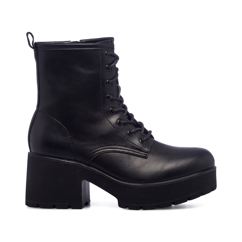 Anfibi neri da donna con tacco 7 cm e plateau Lora Ferres