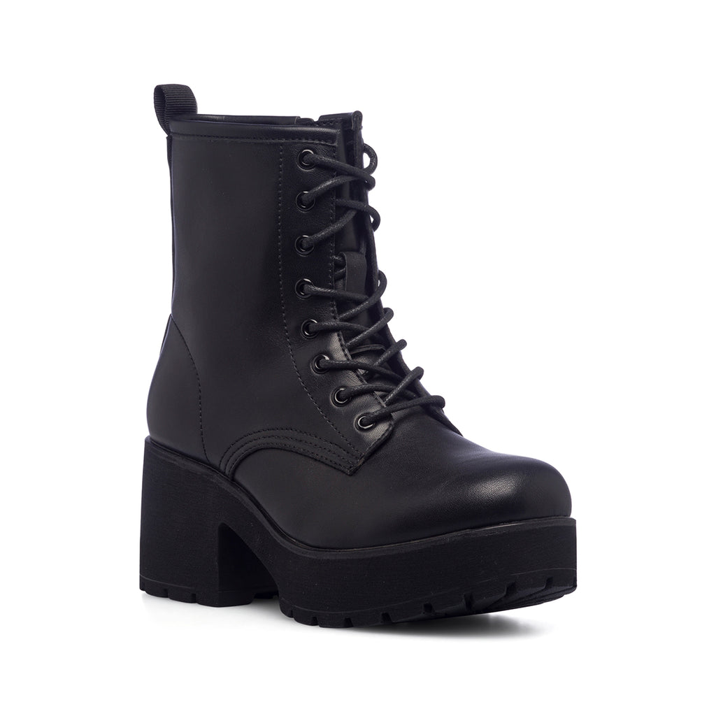 Anfibi neri da donna con tacco 7 cm e plateau Lora Ferres