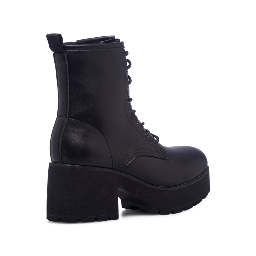 Anfibi neri da donna con tacco 7 cm e plateau Lora Ferres