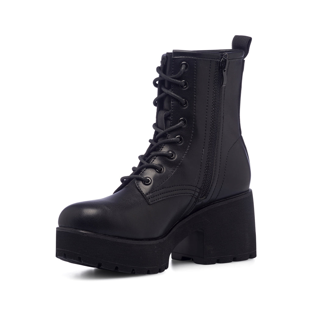 Anfibi neri da donna con tacco 7 cm e plateau Lora Ferres