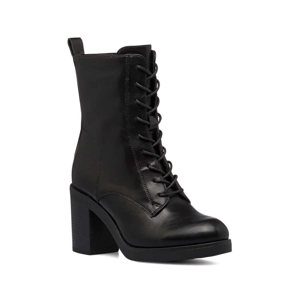 Anfibi neri da donna con tacco 8,5 cm e zip Lora Ferres