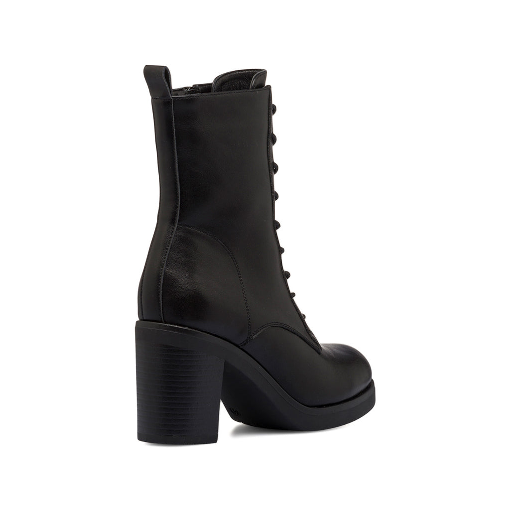 Anfibi neri da donna con tacco 8,5 cm e zip Lora Ferres