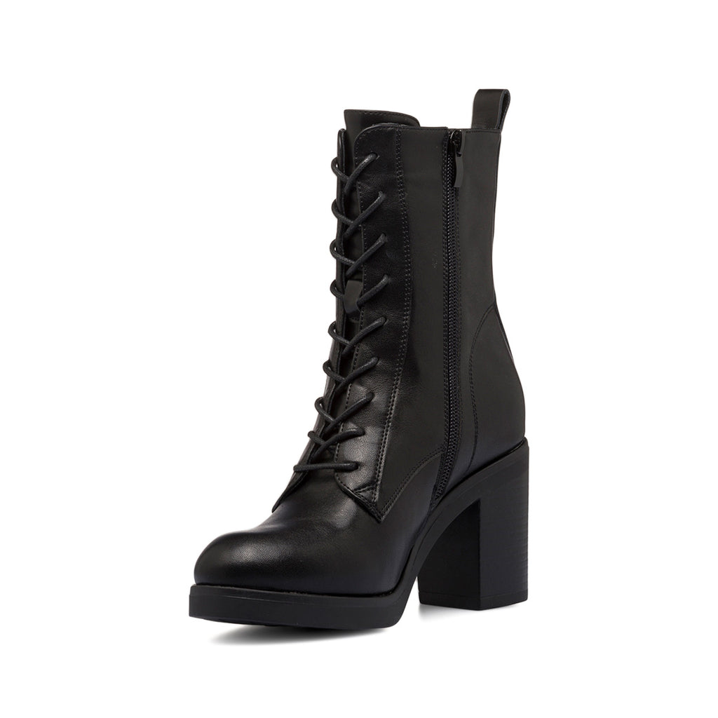 Anfibi neri da donna con tacco 8,5 cm e zip Lora Ferres