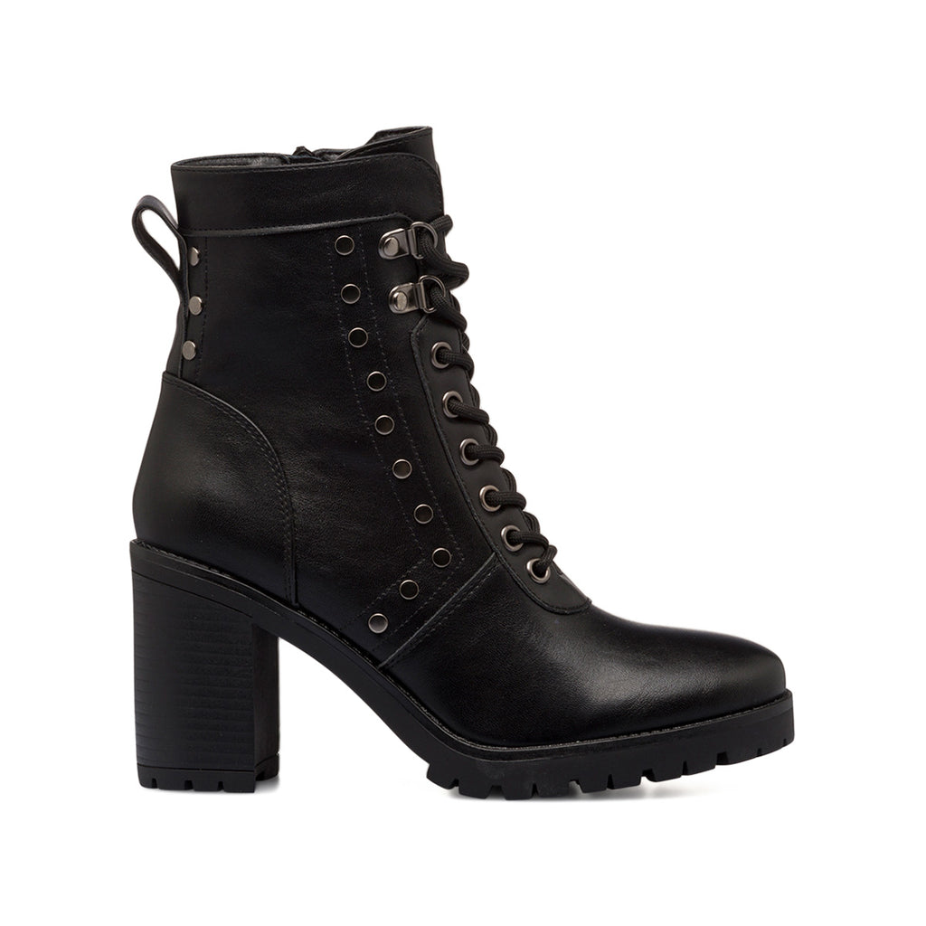 Anfibi neri da donna con borchiette e tacco 9 cm Lora Ferres