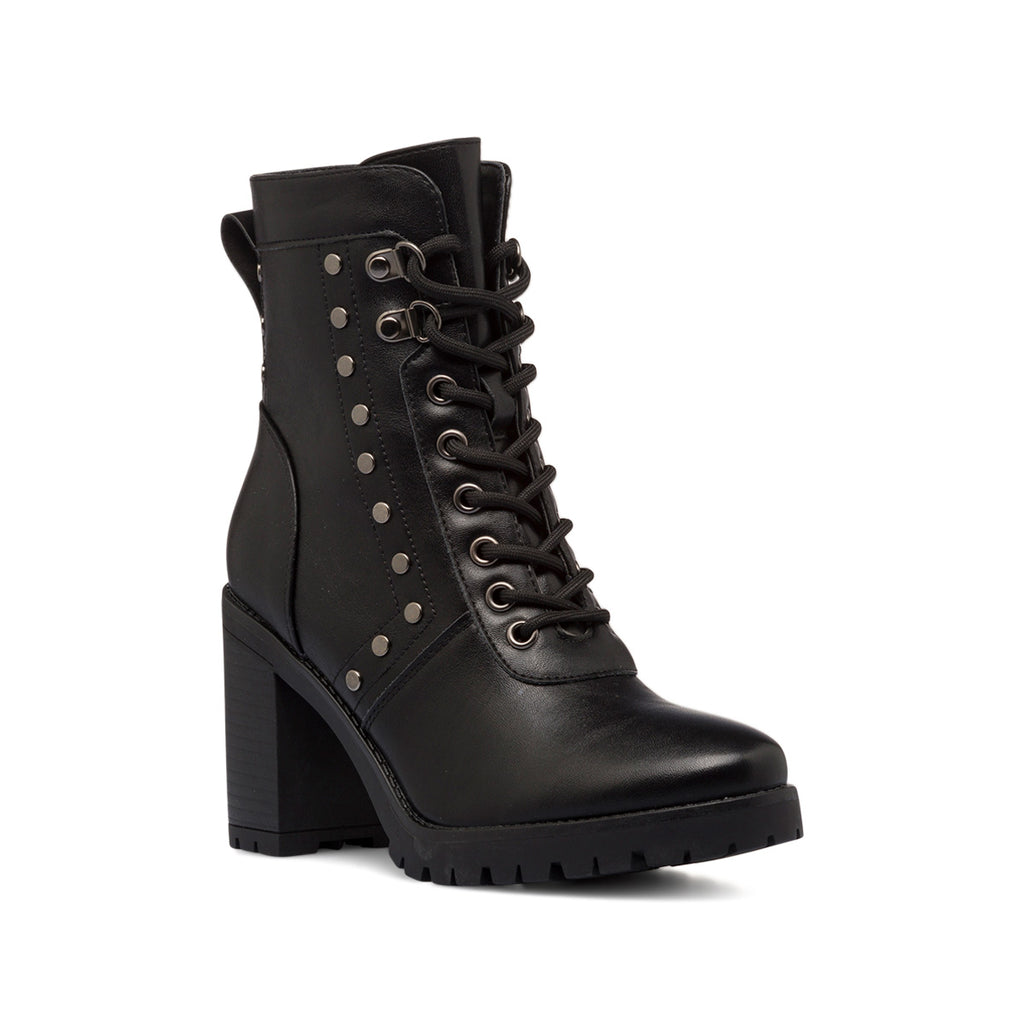 Anfibi neri da donna con borchiette e tacco 9 cm Lora Ferres