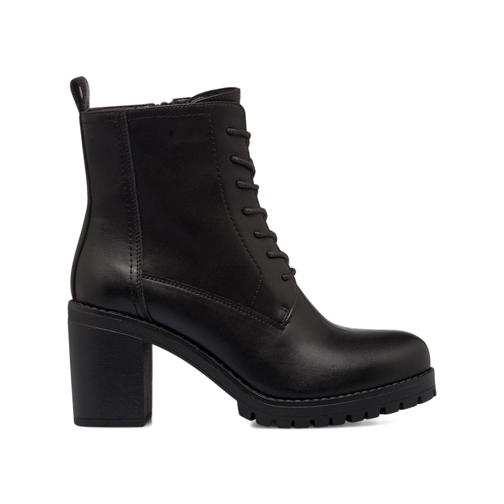 Anfibi neri da donna con tacco 8 cm e zip Lora Ferres