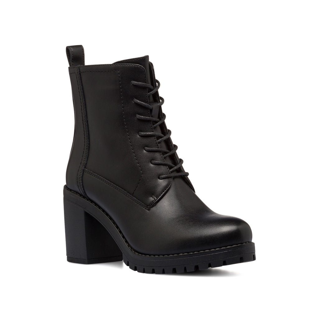 Anfibi neri da donna con tacco 8 cm e zip Lora Ferres