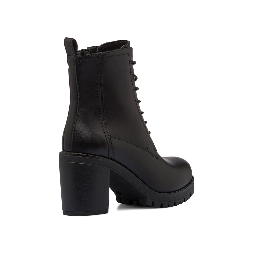 Anfibi neri da donna con tacco 8 cm e zip Lora Ferres