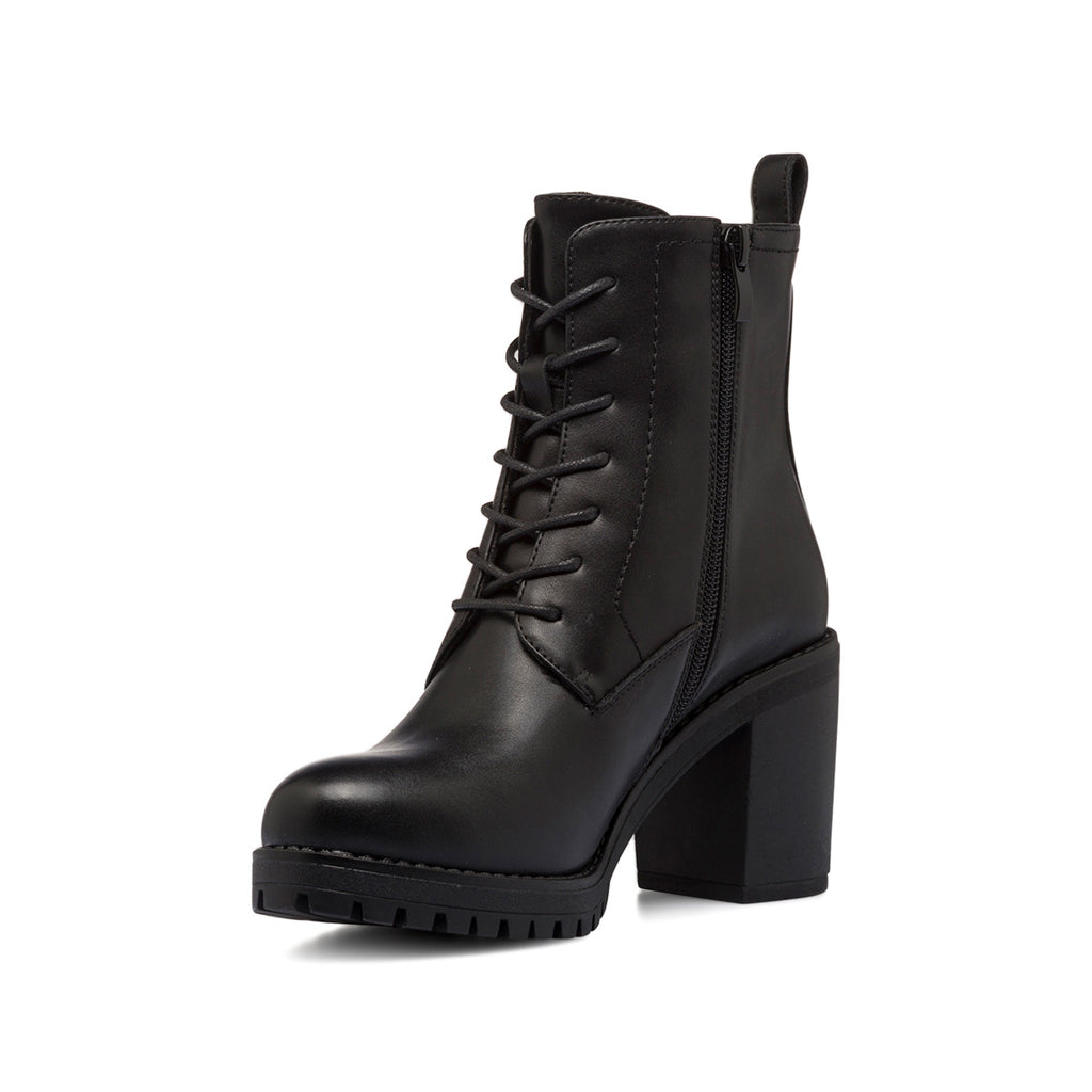 Anfibi neri da donna con tacco 8 cm e zip Lora Ferres
