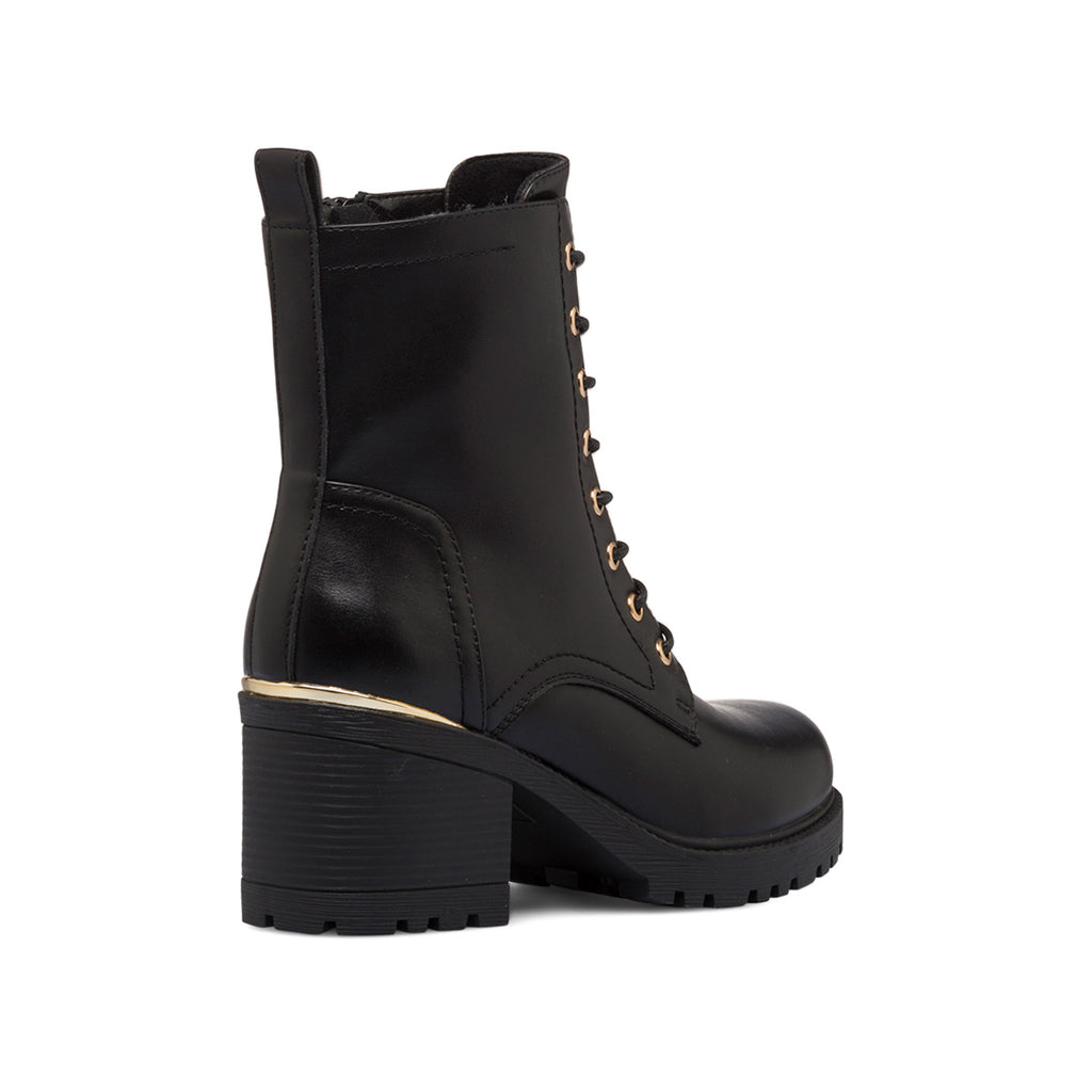 Anfibi neri da donna con tacco 7 cm e zip laterale Lora Ferres